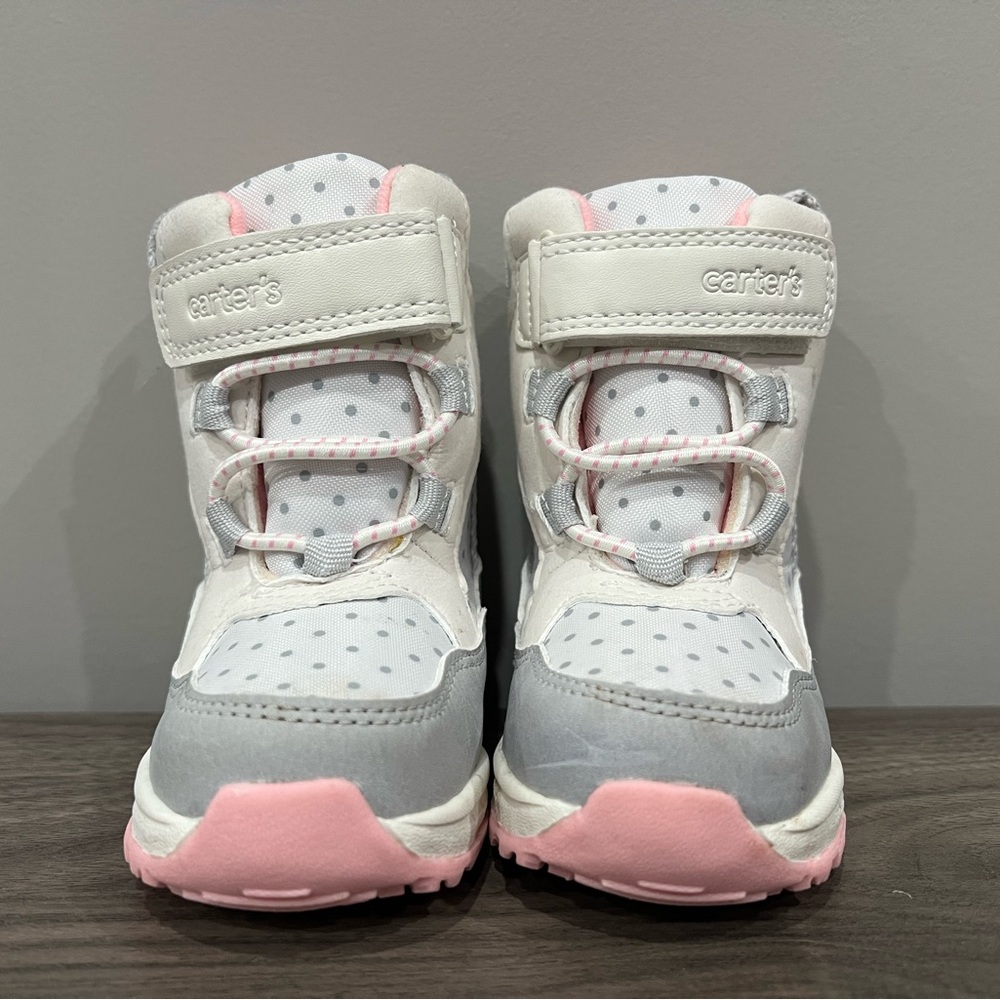 Carter's White, Gray & Pink Kids Rain & Snow Boots